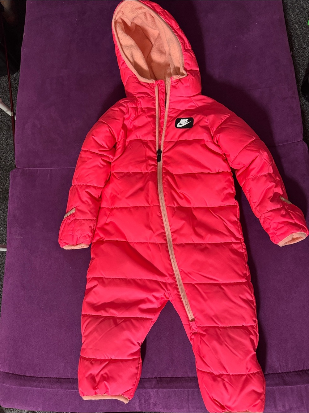 Nike Hot Pink Hooded Puffer One-Piece